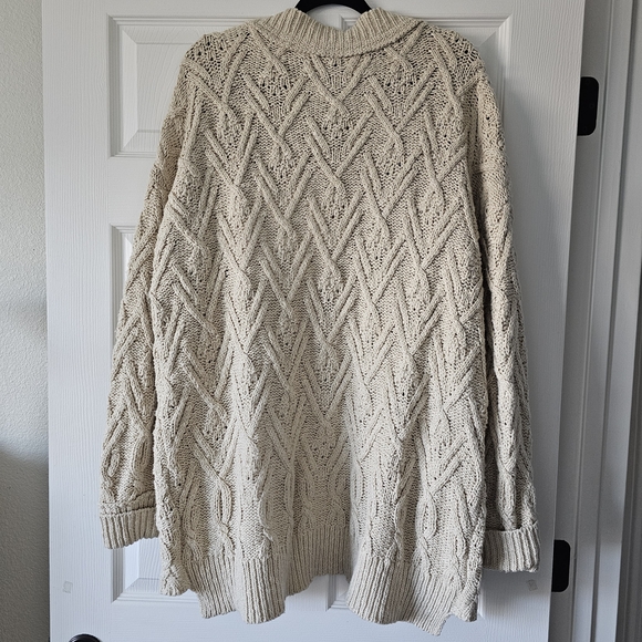 Free People Knit Oversized Baggy V Neck Cardigan Sweater #68 - Picture 3 of 10
